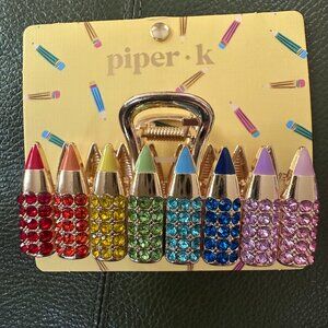 NWT Piper K Rhinestone Multicolor Pencil Hair Clips